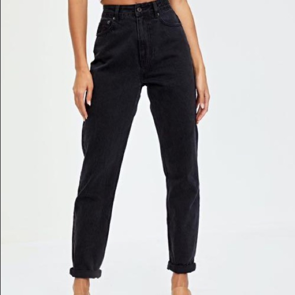Free People High Wasted Black Denim Mom Jeans